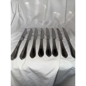 8- Reed & Barton Beaded Outline Edge Stainless Flatware STEAK KNIVES